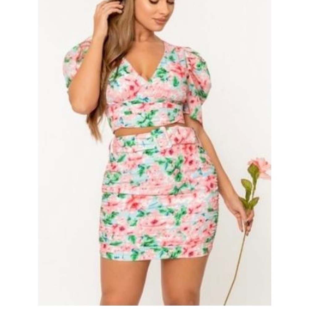 Floral 2 piece skirt set